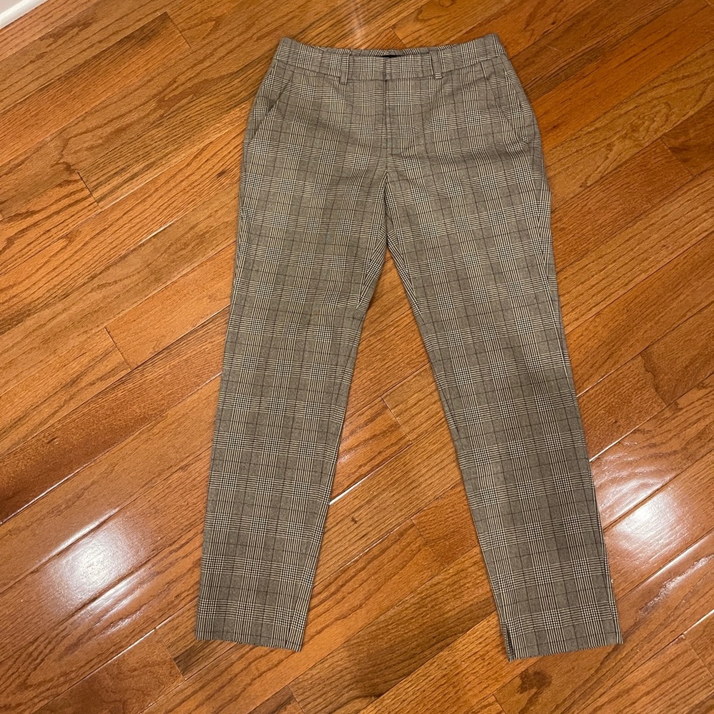 Zara Woman Houndstooth Plaid Checkered Dress Casual Straight Pants Size 4